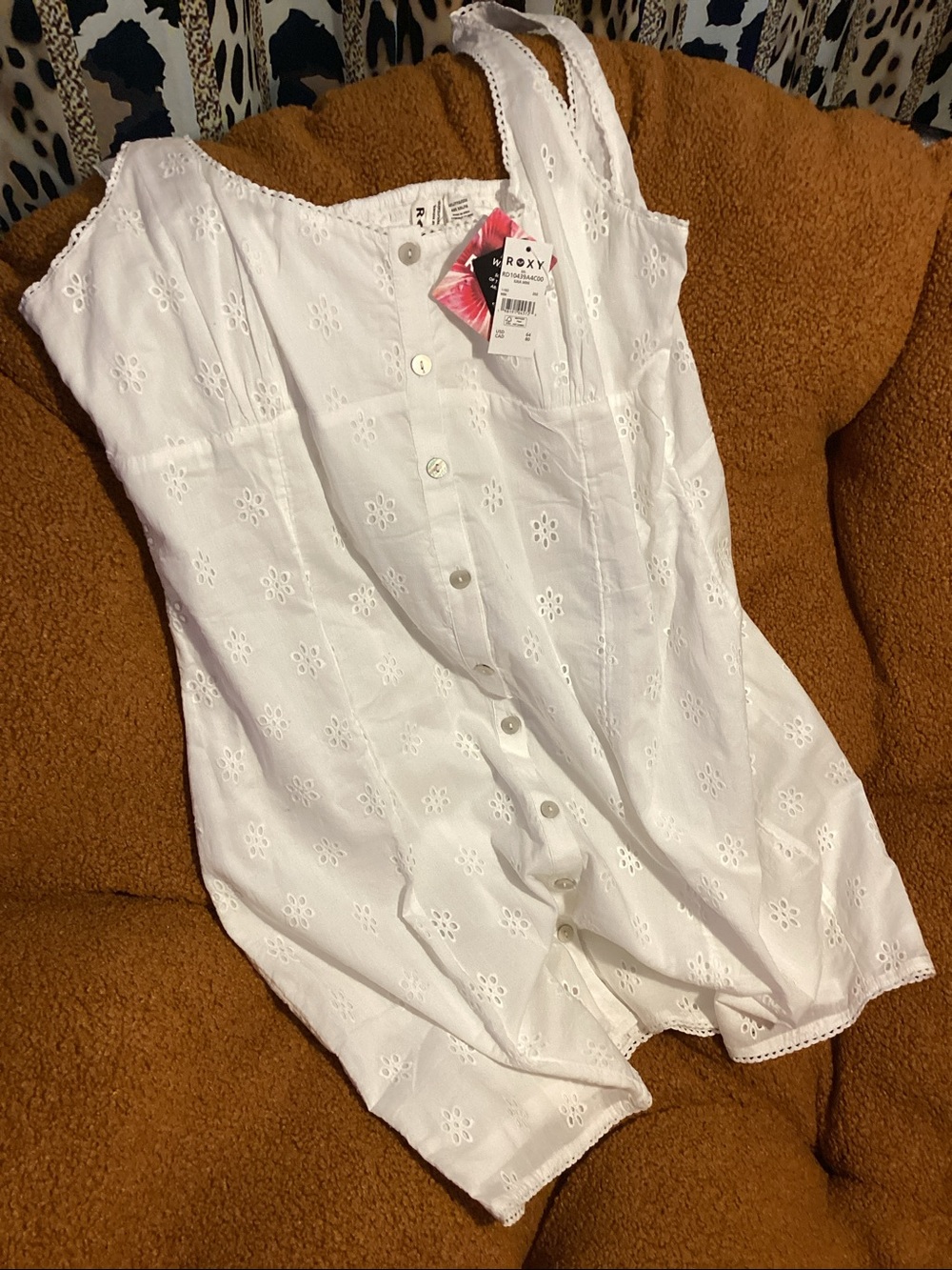 Roxy White Eyelet Button-Front Camisole Dress - NWT